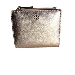 Tory Burch Emerson Mini Leather Wallet Rose Gold Retail $178